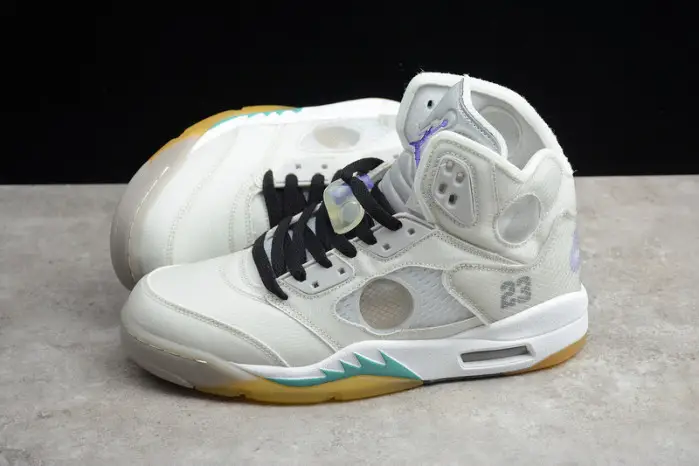 ofw air jordan 5 white green purple 