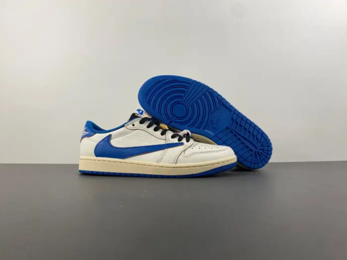 Air Jordan 1 Retro Low OG SP Fragment x Travis Scott Sail Military Blue 