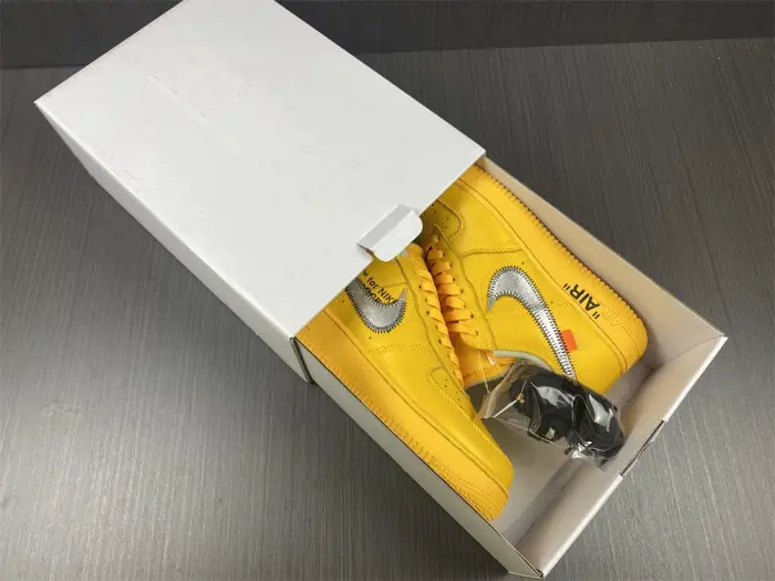 nike air force 1 low ofw university gold metallic silver 