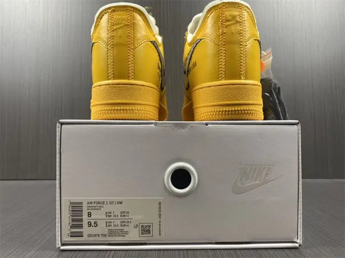 nike air force 1 low ofw university gold metallic silver 