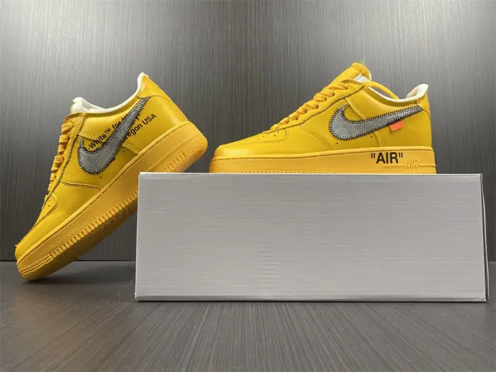 nike air force 1 low ofw university gold metallic silver 