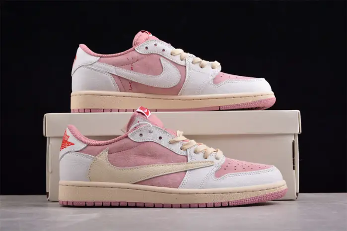 TRAVIS SCOTT X AIR JORDAN 1 LOW OG “white and pink” 