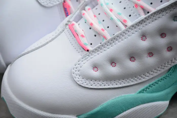 air jordan 13 retro white soar green pink (gs) 