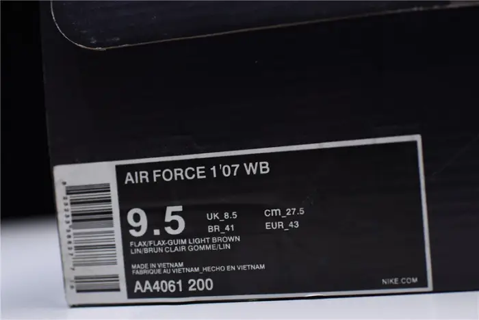 nike air force 1 ''07 wb flax flax-gum wheat basketball shoes 