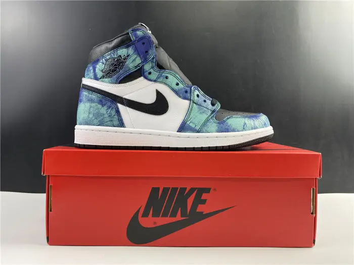 air jordan 1 tie-dye white black aurora green 