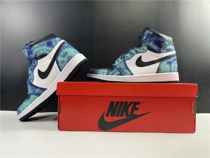 air jordan 1 tie-dye white black aurora green 