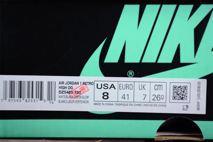 air jordan 1 retro high og green glow 