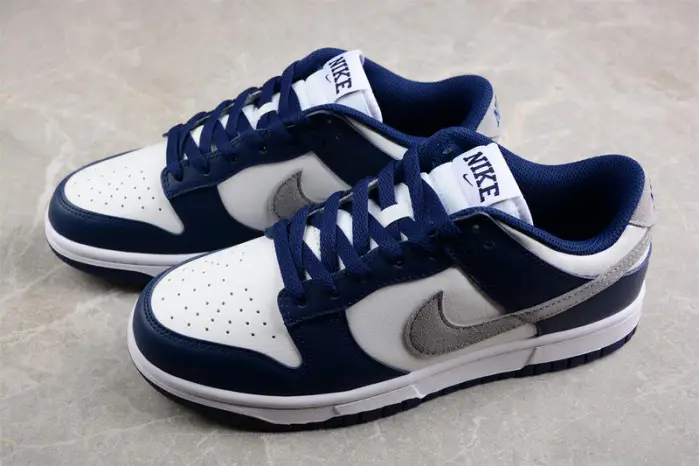 nike dunk low summit white midnight navy 