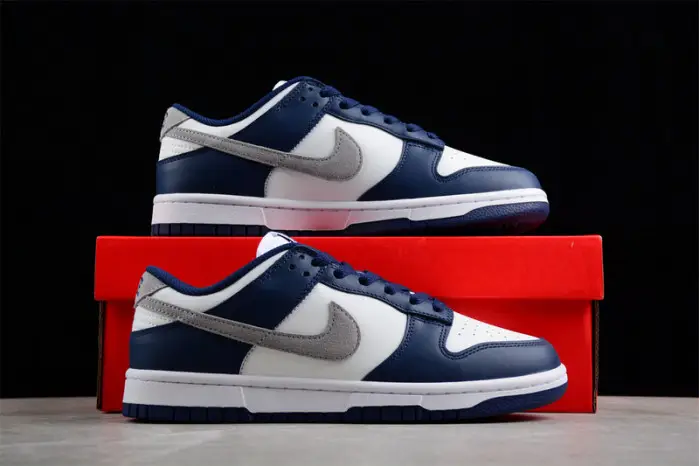 nike dunk low summit white midnight navy 